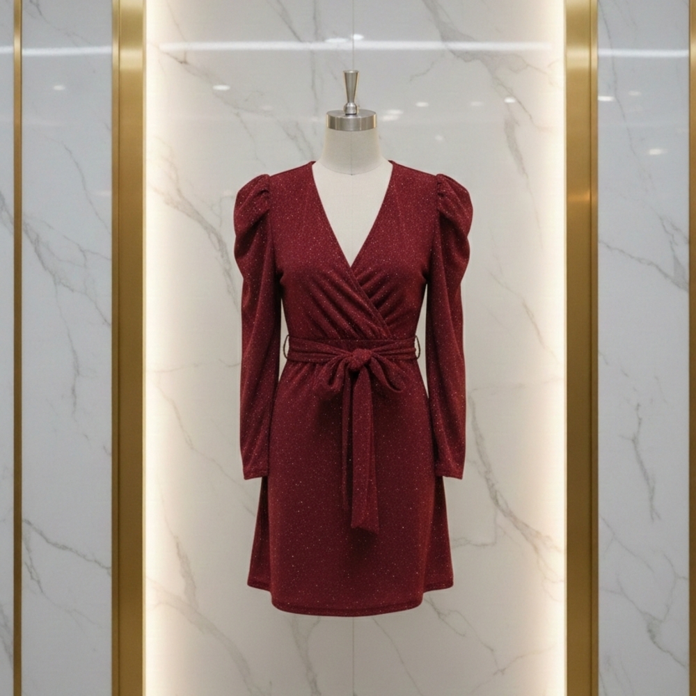 Elegant Red V-Neck Dress